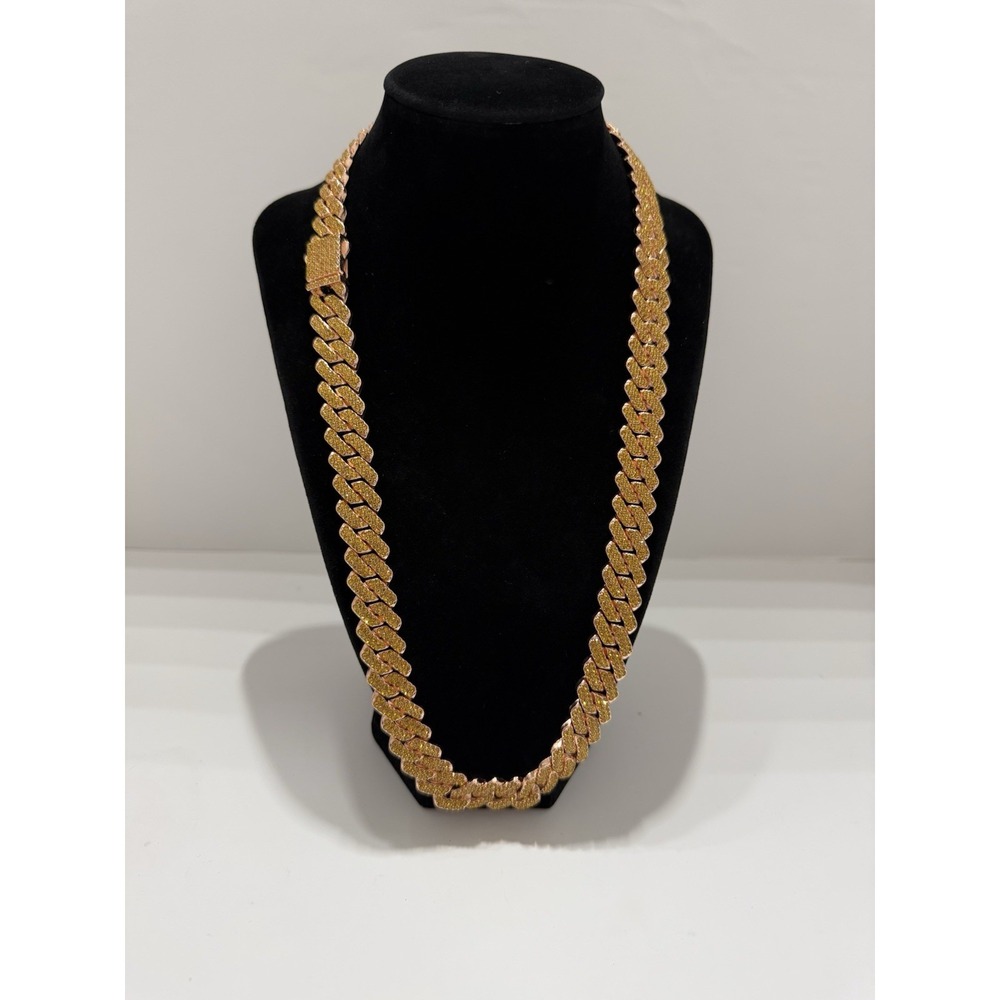 iced out cuban chain yellow vvscz rose gold over stainless 24in 14mm waterresist